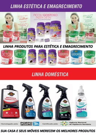 LINHA DOMÉSTICALINHA DOMÉSTICA
LINHA ESTÉTICA E EMAGRECIMENTO
 