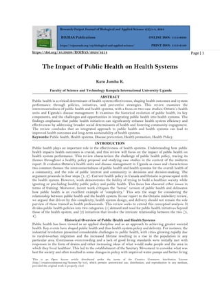 The Impact of Public Health on Health Systems (www.kiu.ac.ug) | PDF