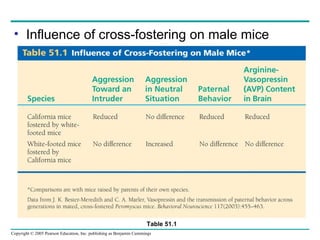 Influence of cross-fostering on male mice Table 51.1 