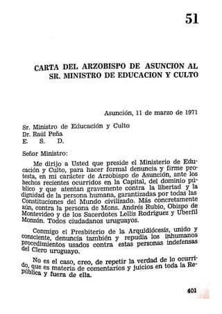 51- Carta del Arzobispo de Asuncion al sr. Ministro de Educación y Culto.