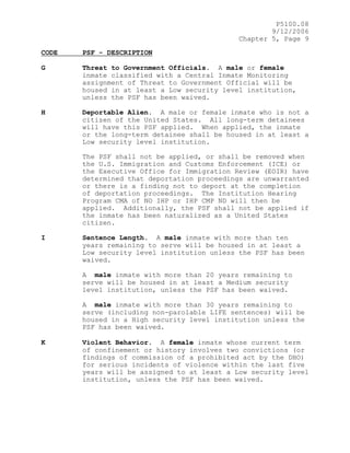 BOP Policy 5100_008 for Transfers of Federal Inmates | PDF