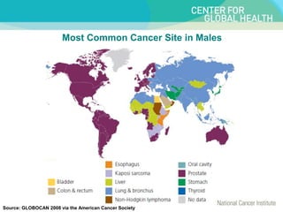 Most Common Cancer Site in Males
Source: GLOBOCAN 2008 via the American Cancer Society
 