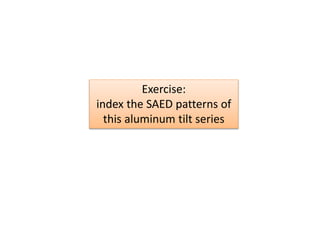 Exercise:
index the SAED patterns of
this aluminum tilt series
 