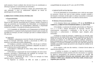 6
tarefa proposta. Essa(s) condição (ões) deve(m) levar em consideração as
diferenças regionais e as características do instruendo;e
c) o(s) padrão(ões) mínimo(s) a atingir, que caracteriza(m), para
cada instruendo, o nível de conhecimento adquirido em termos de
aprendizagem da tarefa indicada.
4. DIREÇÃO E CONDUÇÃO DA INSTRUÇÃO
a. Responsabilidades
1) O responsável pela Direção da Instrução é o Comandante, Chefe ou
Diretor de OM. Cabe-lhe, assessorado pelo S3, planejar, orientar e fiscalizar as
ações que permitirão aos Comandantes das Subunidades ou Comandantes de
Grupamentos de Instrução (ou correspondentes) elaborarem a programação
semanal deatividades e a execuçãodainstrução propriamente dita.
2) O Comandante de Subunidade ou de Grupamento(s) de Instrução (ou
correspondente) é o responsável pela programação semanal e pela execução das
atividades de instrução, de modo a conseguir que todos os soldados atinjam os
OII previstos.
b. Ação do S3
1) Realizar o planejamento inicial do Período de Instrução Básica do
Período de Instrução Individual, segundo o preconizado no PIM e nas
diretrizes e (ou) ordens dos escalões enquadrantes.
2) Coordenar e controlar a instrução na OM, a fim de que os militares
alcancem os OII, de forma harmônica, equilibrada e adequadas aos prazos e
com as diretrizes dos escalões superiores.
3) Providenciar a elaboração de testes, fichas, ordens de instrução e de
outros documentos.
4) Providenciar a organização dos locais de instrução e de outros meios
auxiliares, necessários à uniformização das condições de execução e de
consecução dos padrões mínimos previstosnosOII.
5) Planejar a distribuição de áreas e meios de instrução de forma
eqüitativa entre as frações da OM.
6) Organizar os militares da OM, de modo a permitir a
compatibilidade da instrução do EV com a do EP (CTTEP).
c.Ação do Cmt SU ou Cmt Gpt Instr
O Cmt de Subunidade (ou correspondente) será o chefe de uma equipe
de instrutores. Deverá, por meio de ação contínua, exemplo constante e
devotamento à instrução, envidar todos os esforços necessários à consecução
dos padrões mínimos exigidos nos OII e nos objetivos da área afetiva.
d. Métodos e Processos de Instrução
1) Os elementos básicos que constituem o PP são as MATÉRIAS, as
TAREFAS, os OBJETIVOS INTERMEDIÁRIOS e os ASSUNTOS.
2) Os métodos e os processos de instrução, preconizados nos Manuais C
21-5 e T 21-250 e demais documentos de instrução, deverão ser,
criteriosamente, selecionados e combinados, a fim de que os OII
relacionados a conhecimentos e habilidades sejam atingidos pelos
instruendos.
3) Durante as sessões de instrução, o soldado deve ser colocado, tanto
quanto possível, em contato direto com situações semelhantes às que deverão
ocorrer no exercício de suas atividades. A instrução que não observar o
princípio do realismo (T 21-250) pode tornar-se artificial, ineficiente e
pouco orientada para os objetivos que os militares têm de alcançar. Os meios
auxiliares e os exercícios simulados devem dar uma visão bem próxima da
realidade, procurando, sempre que possível, uma situação de combate ou de
apoio ao combate.
4) Em relação a cada uma das matérias, o instrutor deverá adotar os
seguintes procedimentos:
a) analisar os assuntos e as sugestões de objetivos intermediários,
procurando identificar a relação existente entre eles. Os assuntos e as sugestões
de objetivos intermediários são poderosos auxiliares da instrução. Os
objetivos intermediários fornecem uma orientação segura sobre como
conduzir o militar para o domínio dos OII. Desse modo, tornam-se pré-
requisitos para esses OII.
 