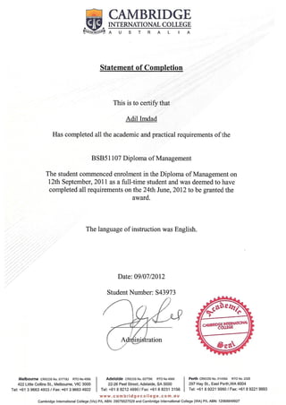 Diploma Completion Letter | PDF