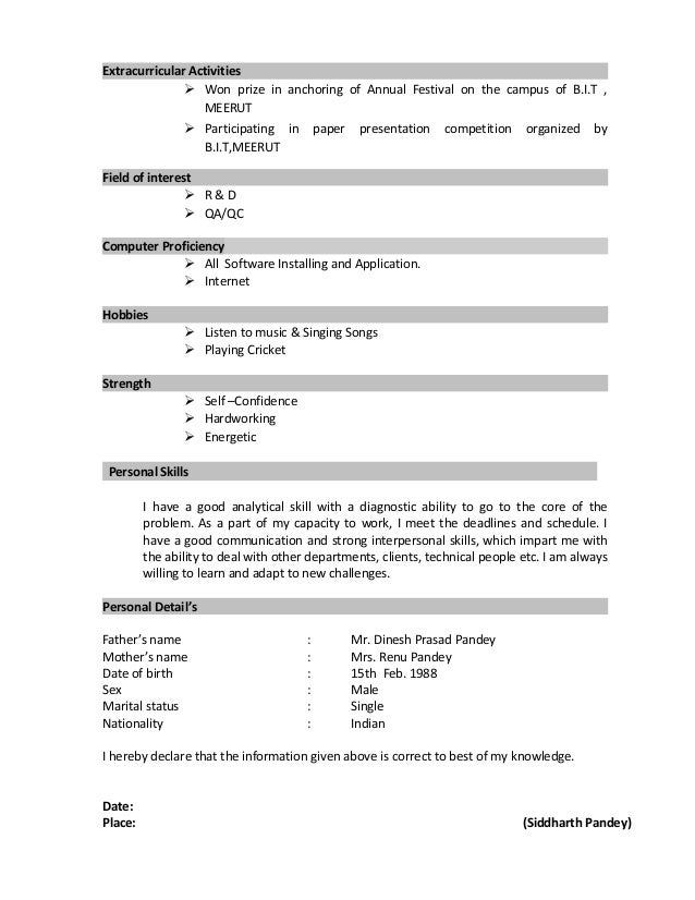 extra curricular on resumes