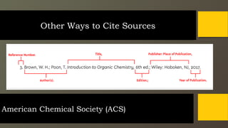 Other Ways to Cite Sources
American Chemical Society (ACS)
 