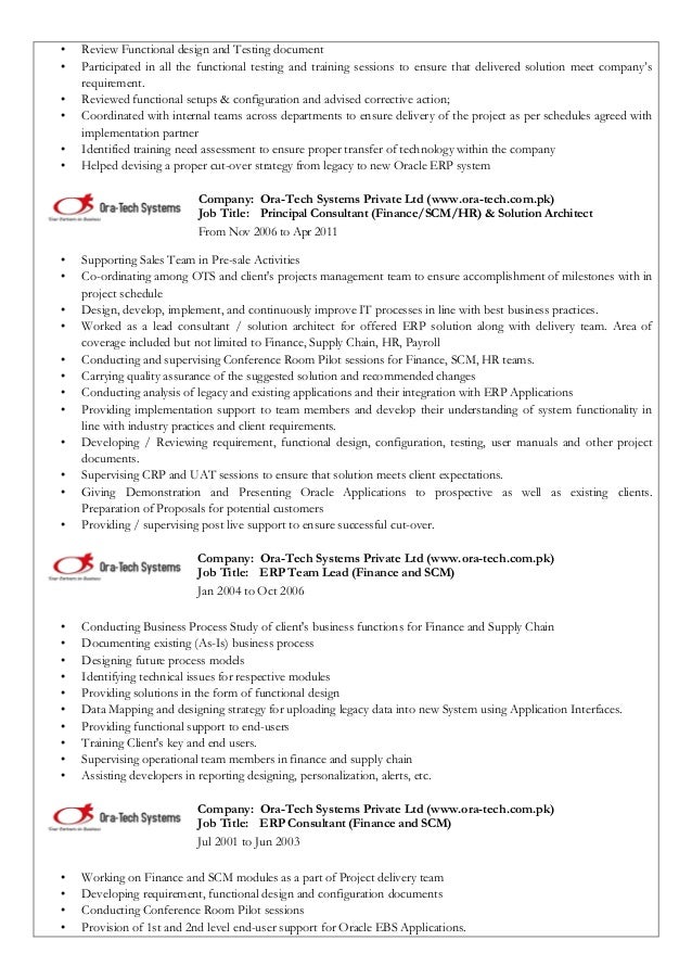 scm functional consultant resume
