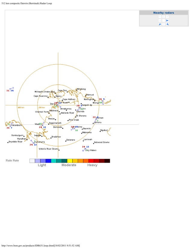 512 km composite darwin (berrimah) radar loop 18.2.11 7.57cst no 3 | PDF