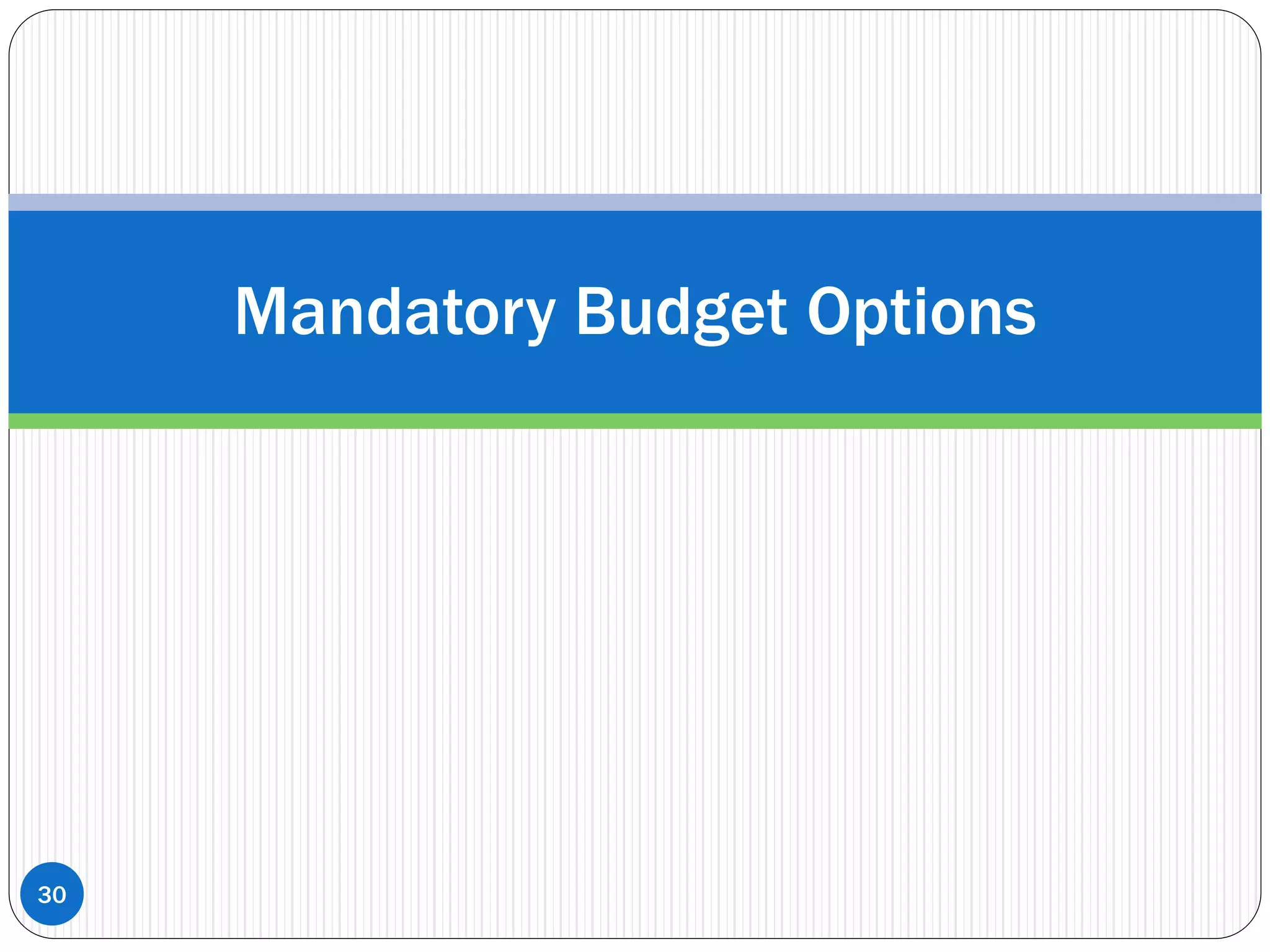 Mandatory Budget Options
30
 