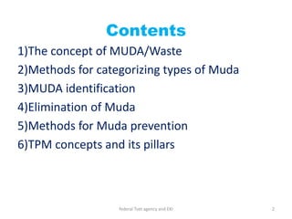 Muda Presentation for muda preventions and elimination | PPTX