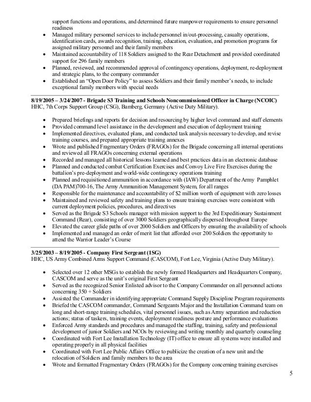 Sample drill sergeant resume