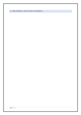 15 | P a g e
5.3 PRO FORMA CASH FLOW STATEMENT:
 