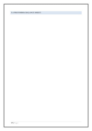 17 | P a g e
5.4 PRO FORMA BALANCE SHEET:
 