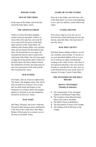 Our Lady of the Most Holy Rosary Prayers | PDF