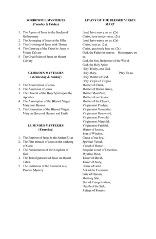 Our Lady of the Most Holy Rosary Prayers | PDF