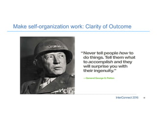 Make self-organization work: Clarity of Outcome
30
 