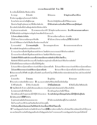 6
                                              การงานอาชีพและเทคโนโลยี ป กศ. 2551
1. การเลือกซื้อเสื้อผาตองใชหลักการขอใด
  1. ราคาถูก                 2. ทันสมัย                           3. มีของแถม                   4. วัตถุประสงคในการใชงาน
2. หลักการดูแลผูสูงอายุในครอบครัว คือขอใด
  1. ตามใจทาน เพราะทานคือผูมีพระคุณ                            2. พาทานไปปฏิบัติธรรมเพื่อใหไดพบความสงบ
  3. พาทานไปอยูบานพักคนชราจะไดมีเพื่อนวัยเดียวกัน             4. ใหทานชวยทํางานบานเพื่อจะไดไมเหงาและรูสึกมีคุณคา
3. การตัดสินใจเลือกซื้อบานเพื่ออยูอาศัย ตองใชหลักการขอใด
  1. รูปแบบสวยงามทันสมัย              2. ราคาพอเหมาะกับรายได 3. วัสดุมีความแข็งแรงทนทาน 4. การใชงานตรงตามความตองการ
4. ไสเดือนดินมีความสําคัญตอการเจริญเติบโตของพืชหรือไม เพราะอะไร
  1. มี เพราะเพิ่มชองวางในดิน                                   2. มี เพราะเพิ่มความเปนกรด - ดางแกดิน
  3. ไมมี เพราะไมสามารถเพิ่มธาตุรองใหแกพืช                    4. ไมมี เพราะไมสามารถเพิ่มธาตุ N P K ใหแกพืชได
5. การทําใหพืชออกรากโดยไมใชเมล็ด เปนหลักการของเรื่องใด/
  1. การกลายพันธ            2. การขยายพันธุพืช          3. ความสมดุลทางชีวภาพ                 4. ความหลากหลายทางชีวภาพ
6. การผลิตสัตวเศรษฐกิจเชิงระบบมีลักษณะอยางไร
  1. วางระบบในการเลี้ยงสัตวที่ถูกตองตามหลักวิชาการ โดยเพิ่มจํานวนแรงงานและคาใชจายในการผลิตสัตว
  2. วางระบบในการเลี้ยงสัตวที่ถูกตองตามหลักวิชาการ โดยเพิ่มคาใชจายในการลงทุน
  3. ผลิตสัตวใหมีปริมาณสัตวจํานวนมากขึ้นนําเศษเหลือจากการผลิตสัตวมาใชประโยชนอื่น ๆ
  4. ผลิตสัตวใหมีปริมาณสัตวจํานวนมากขึ้น โดยเพิ่มจํานวนอุปกรณการเลี้ยงสัตวและคาใชจายในการผลิตสัตว
7. ขอใดเปนขั้นตอนการเตรียมอาหารเลี้ยงเนื้อเยื่อที่ถูกตอง
  1. ชวงแรกใชอาหารวุนสภาพกึ่งเหลว ชวงหลังใชอาหารวุนสภาพกึ่งแข็ง 2. ชวงแรกใชอาหารเหลว ชวงหลังใชอาหารวุนสภาพกึ่งเหลว
  3. ชวงแรกใชอาหารเหลว ชวงหลังใชอาหารวุนสภาพกึ่งแข็ง                        4. ชวงแรกใชอาหารวุนสภาพกึ่งแข็ง ชวงหลังใชอาหารเหลว
8. อันตรายจากเครื่องใชไฟฟา เชน ตูเย็น เครื่องซักผา และเครื่องทําน้ําอุน มีวิธีปองกันคือการตอสายดินกับแผนโลหะ แผนโลหะชนิดใดที่
ถูกนํามาใช
  1. ทองเหลือง               2. ทองแดง                            3. อลูมิเนียม                          4. สแตนเลส
9. ในงานชาง การตัดเหล็กที่มีความหนา 25 มม. ลงมาควรตัดดวยวิธีใดจะเสียเนื้อเหล็กนอยที่สุด
  1. ใชกาซตัดเหล็ก         2. ใชกรรไกรตัดเหล็ก                 3. ใชเลื่อยมือตัดเหล็ก                4. ใชเครื่องเชื่อมไฟฟาตัดเหล็ก
10. วัสดุ 3 ชนิด คือ ขาวสาร เมล็ดถั่วเขียวและเมล็ดงาขาว นํามาทํารูปภาพประดับตกแตงบานไดตรงกับขอใด
  1. ภาพครอบครัวเพื่อไวเปนที่ระลึก                              2. ภาพวีรบุรุษในดวงใจเพื่อไวชื่นชม
  3. ภาพทองทะเลที่กวางสุดสายตาเพื่อใหรูสึกโปรงเบาสบาย 4. ภาพทิวทัศนภูเขาที่ปกคลุมดวยหิมะเพื่อใหรูสึกหองรูสึกเย็น
11. ขอดีของสินคา OTOP คือขอใด
  1. ทุกตําบลตางผลิตสินคาของตนออกมาขาย                          2. ไมมีการละเมิดสิทธิของผูอื่นในการผลิตสินคา
  3. สรางงานสรางรายได ประเทศไทยเขมแข็งนําหนาประเทศอื่น
  4. ปรับปรุงเปลี่ยนคานิยมของคนไทยใหเกิดสํานึก หันมาซื้อและใชสินคาไทยมากขึ้น
 12. “วงจรสัญญาณกันขโมยทํางานโดยมีตัวตานทานไวแสง (LOR) ตรวจจับการเคลื่อนไหว แลวสงผลใหทรานซิสเตอรทําหนาที่ประมวล
ผล และบัซเซอรทํางานเกิดเปนสัญญาณเตือนภัย หรือสัญญาณกันขโมย”การออกแบบสรางวงจรสัญญาณกันขโมย ชุดหนึ่งเปนดังนี้
 