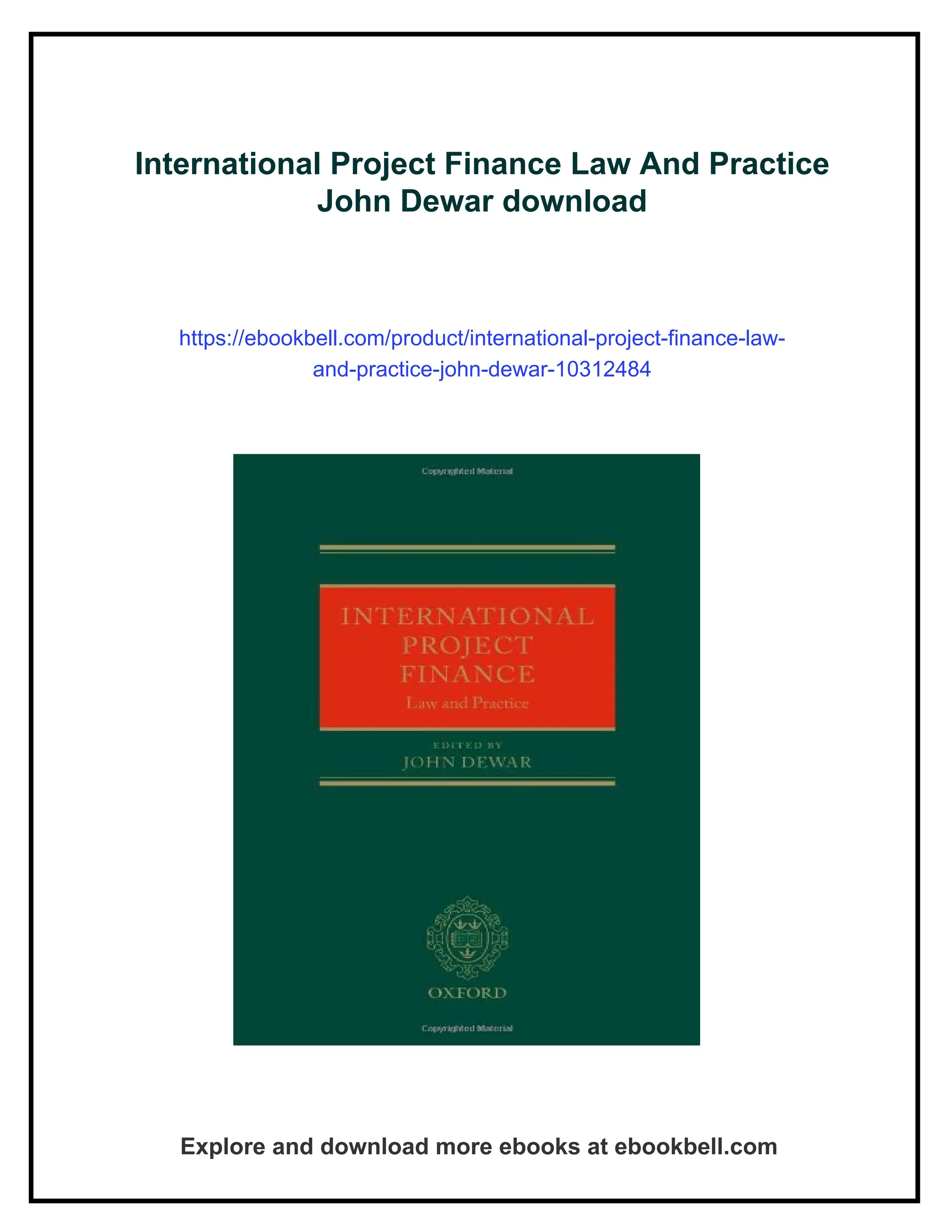 International Project Finance Law And Practice John Dewar | PDF