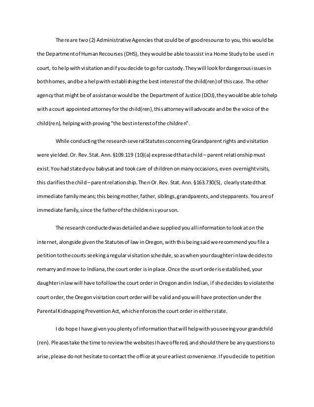 child custody sample letter