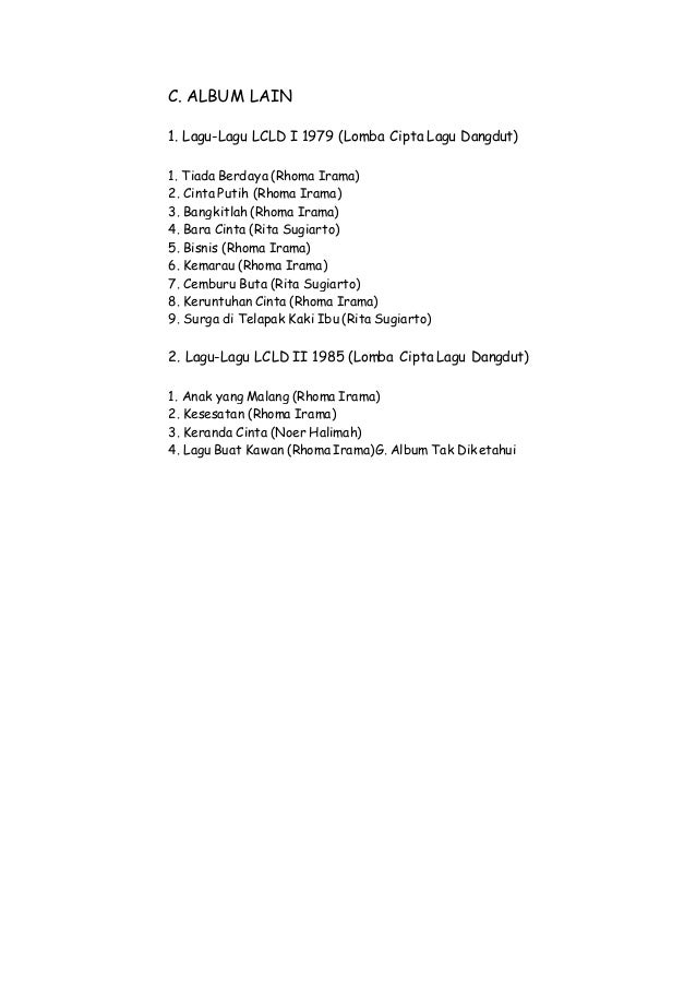 Daftar Lagu Lengkap Rhoma Irama Album Stf Lain2