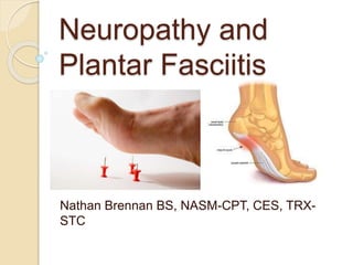 Neuropathy and
Plantar Fasciitis
Nathan Brennan BS, NASM-CPT, CES, TRX-
STC
 