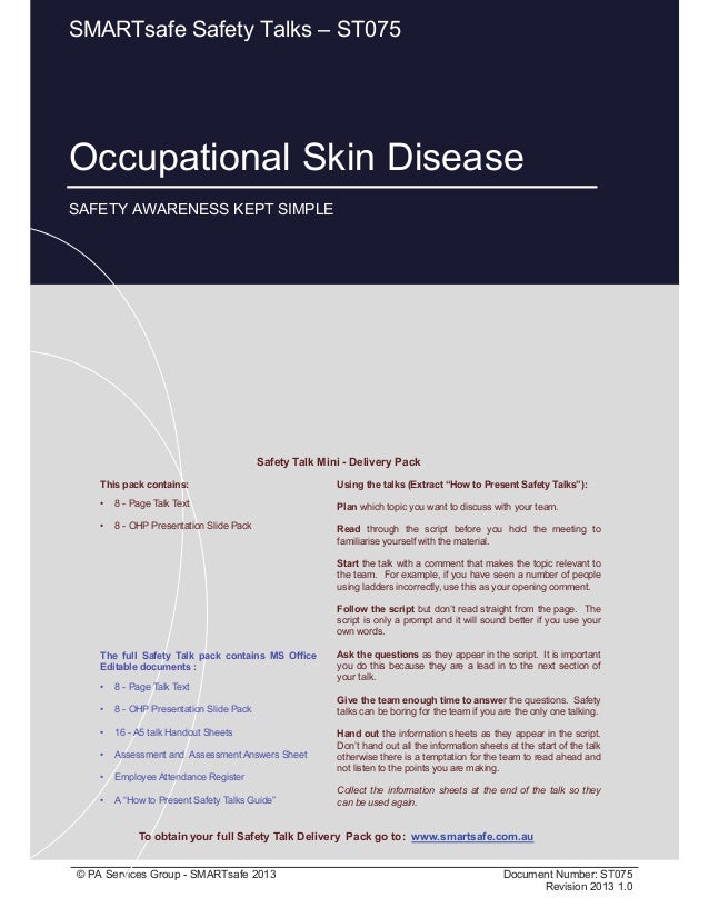 Occupational Skin Disease Safety Talk