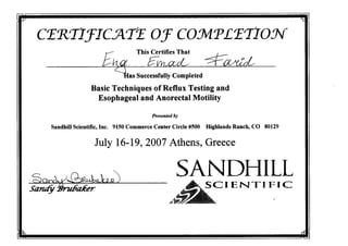 Sandhill training certificate