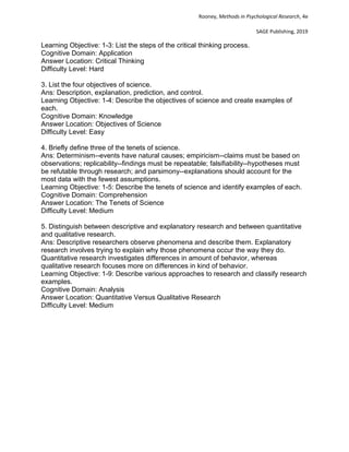 Test Bank for Methods in Psychological Research, 4th Edition, Bryan J ...