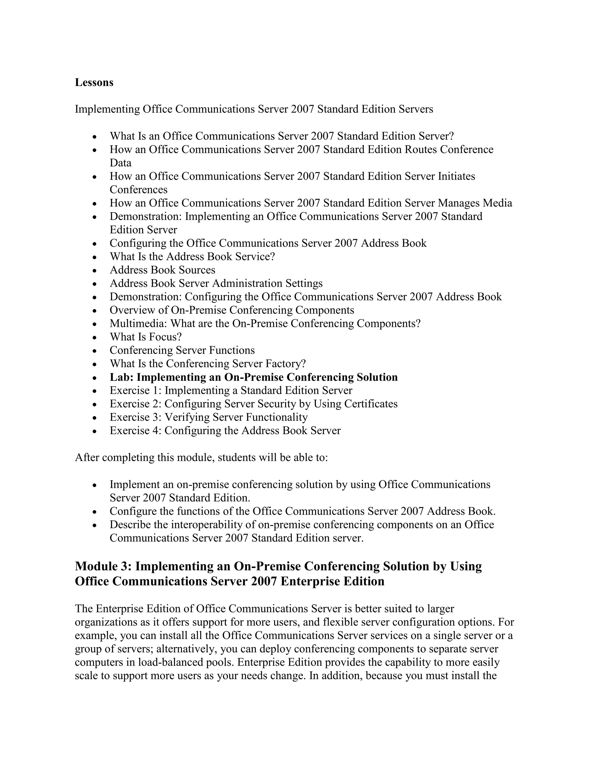 5178 implementing and maintaining audio visual conferencing and web conferencing using microsoft office communications server 2007