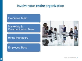 Channel Your Inner Marketer 11
Involve your entire organization
Executive Team
Marketing &
Communication Team
Hiring Managers
Employee Base
 