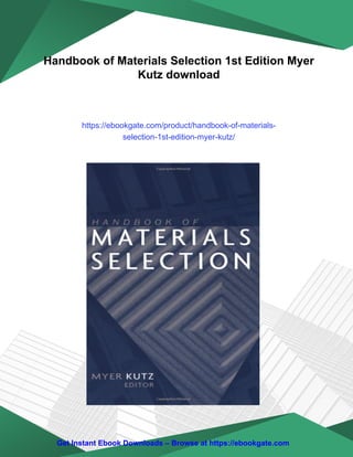 Handbook of Materials Selection 1st Edition Myer Kutz | PDF