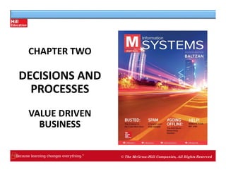 © The McGraw-Hill Companies, All Rights Reserved
CHAPTER TWO
DECISIONS AND
PROCESSES
VALUE DRIVEN
BUSINESS
 