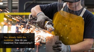 You already have the
customer. How do you
maximize that relationship?
 