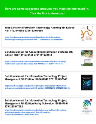 Solution Manual for Information Technology Auditing 4th Edition Hall ...
