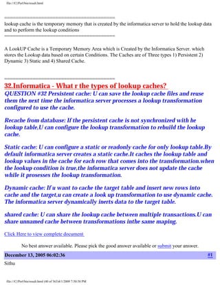 Informatica Lookup Dynamic Cache Setup 51881801 informatica-faq | PDF