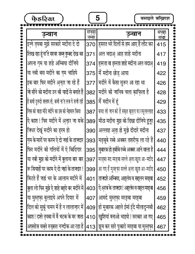 वस इल बख श श Hindi وسائل بخشش Ameer E Ahl E Sunnat Allama Muham