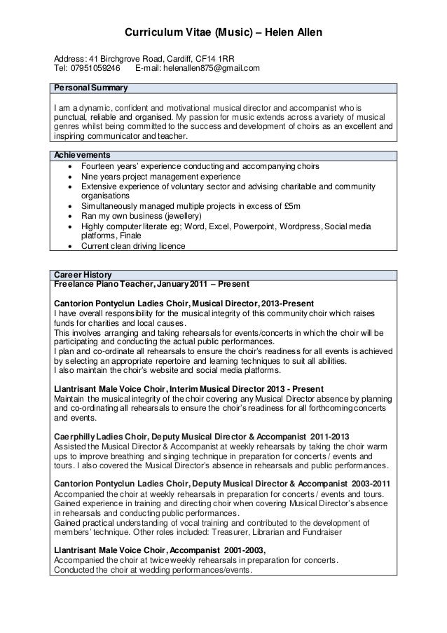 helen allen music cv 2016 cv music