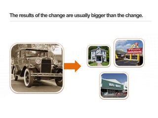 The results of the change are usually bigger than the change.