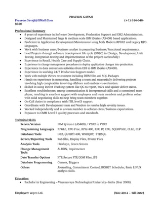 Praveen Gavaji_AS400_Resume | DOC