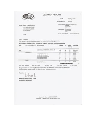 Prisa Certificate