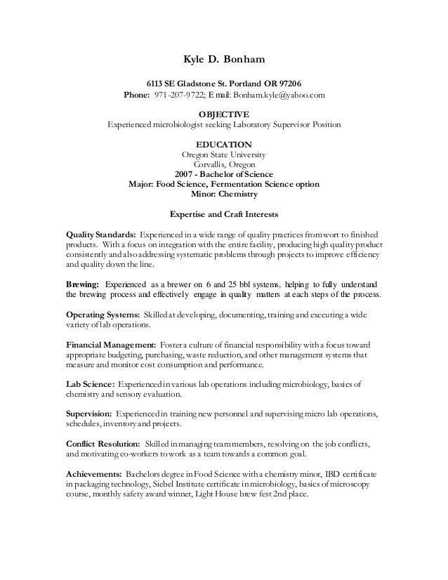 food scientist resumes