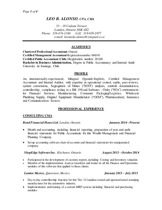 certified management accountant resume kadil certified public accountant resume
