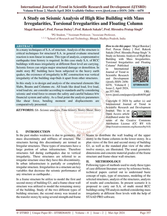A Study on Seismic Analysis of High Rise Building with Mass ...
