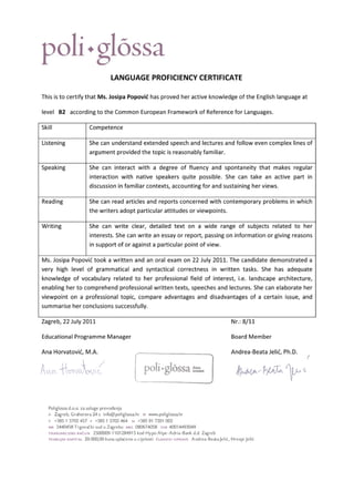 Josipa Popovic_Language Certificate