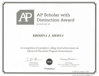 AP Scholar Certifate