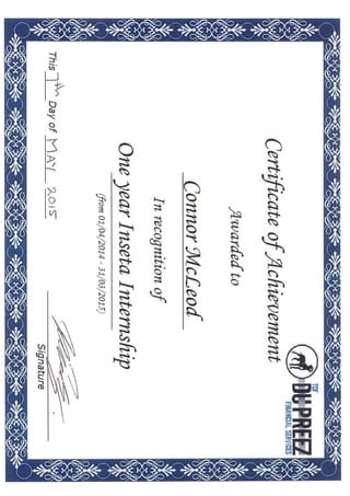 INSETA Certificate