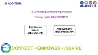 IN ADDITION...
To Connecting, Empowering, Inspiring
Confidence
breeds
achievements
Achievements
Implement ERP!
Training builds CONFIDENCE!
 