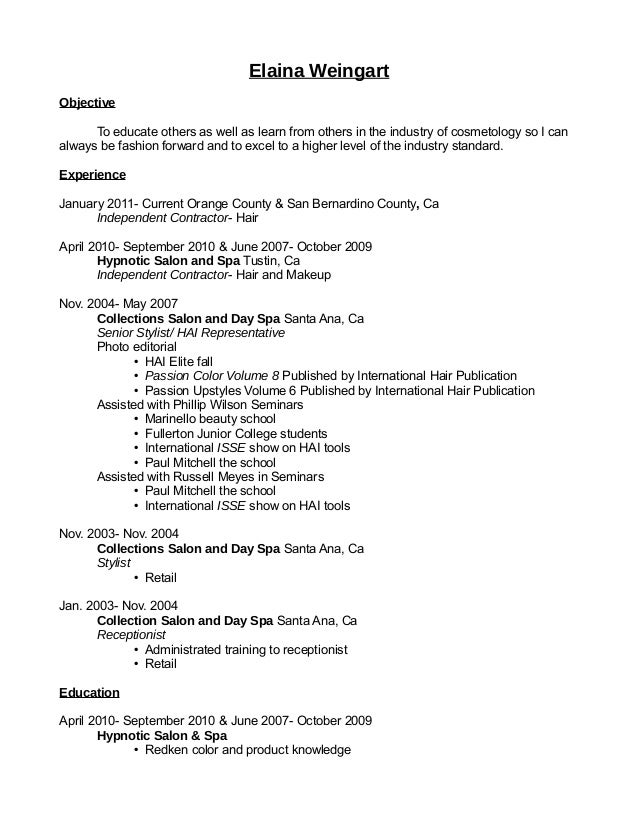 Elaina Resume No Address