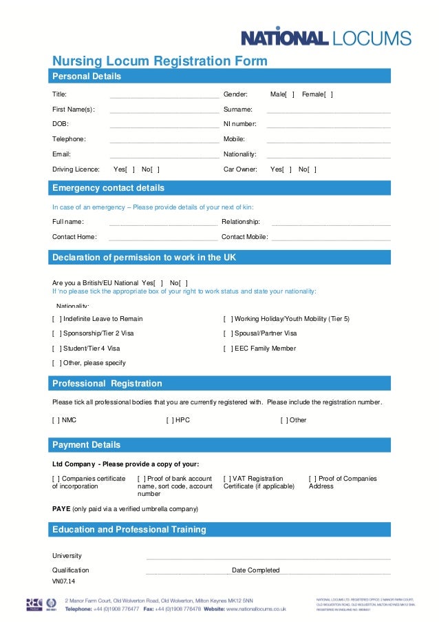 Nursing Registration Form